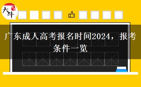 广东成人高考报名时间2024，报考条件一览