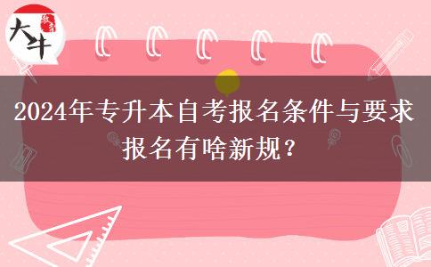 2024年专升本自考报名条件与要求 报名有啥新规？
