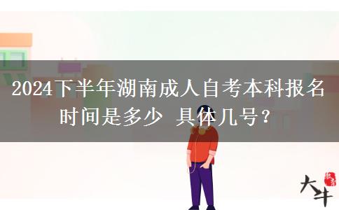2024下半年湖南成人自考本科报名时间是多少 具体几号？