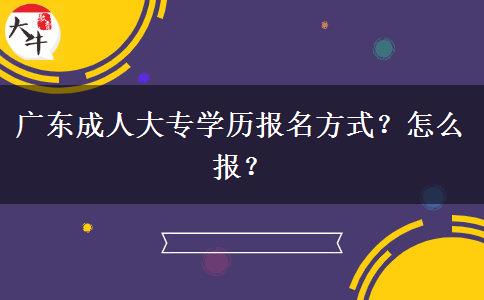 广东成人大专学历报名方式？怎么报？