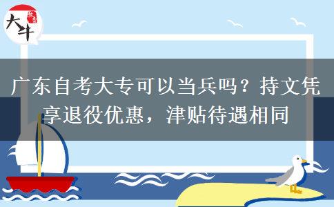 广东自考大专可以当兵吗？持文凭享退役优惠，津贴待遇相同