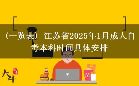(一览表) 江苏省2025年1月成人自考本科时间具体安排