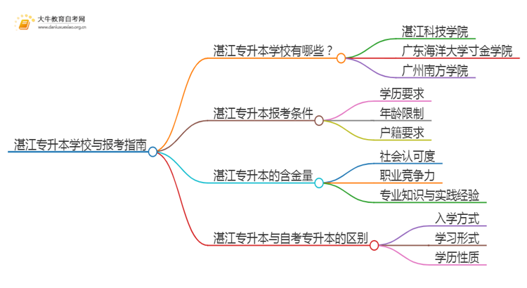 2025年湛江专升本哪个学校好？思维导图