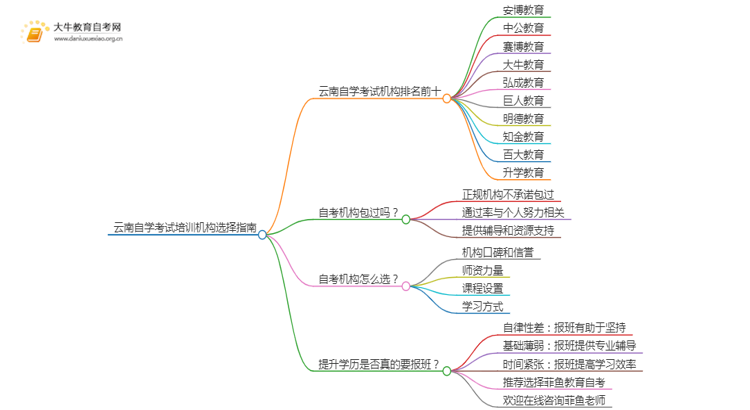 云南自学考试培训机构排名前十 如何选择思维导图