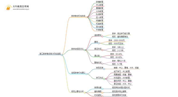 湛江自学考试培训机构排名前十 如何选择思维导图
