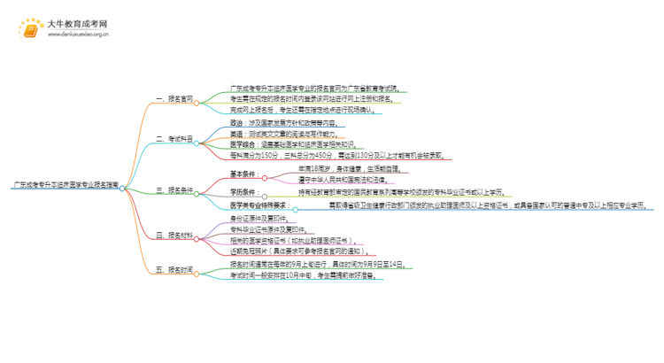 广东成考专升本临床医学专业怎么报名 附条件+时间思维导图