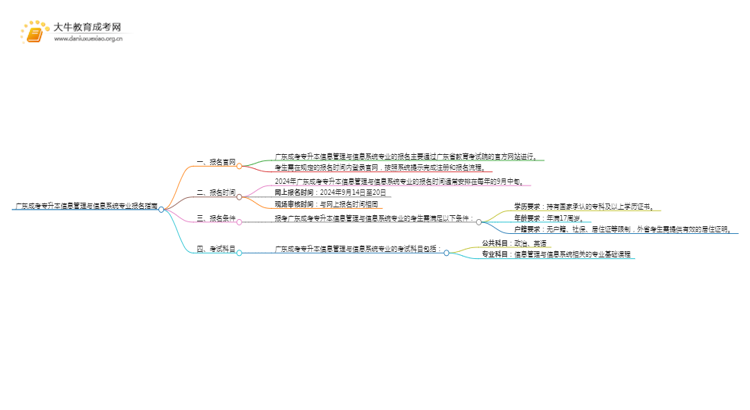广东成考专升本信息管理与信息系统专业怎么报名 附条件+时间思维导图