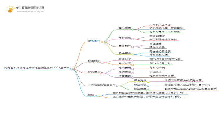 河南省教师资格证非师范生报名条件2025上半年思维导图