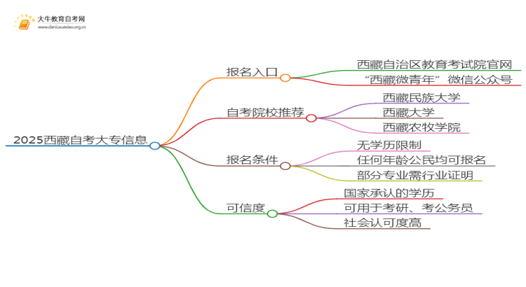 2025西藏网上读自考大专可信吗？思维导图