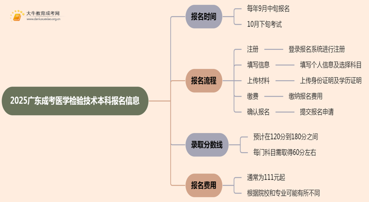 2025广东成考医学检验技术（本科）报名时间及流程思维导图