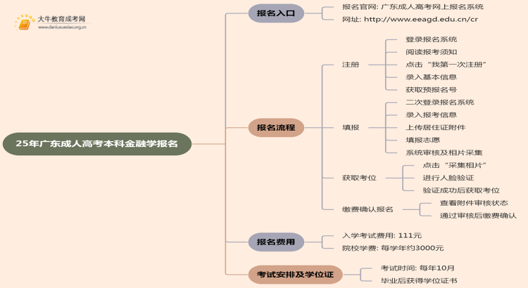 25年广东成人高考本科金融学专业怎么报名 几月考试思维导图