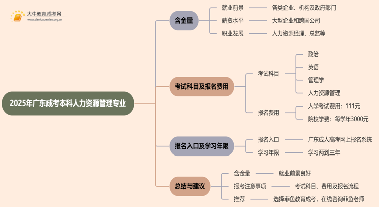 2025年广东成考本科人力资源管理专业含金量高吗？思维导图