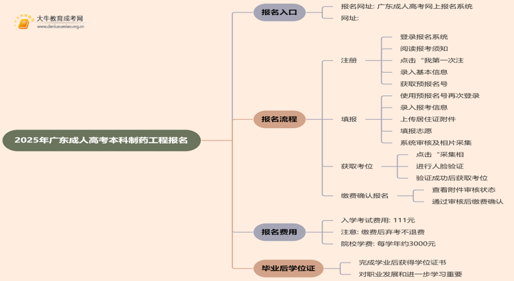 25年广东成人高考本科制药工程专业怎么报名 几月考试思维导图