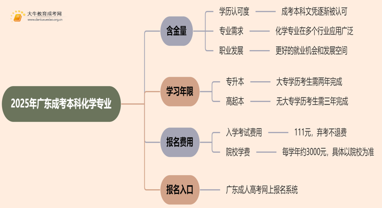 2025年广东成考本科化学专业含金量高吗？思维导图