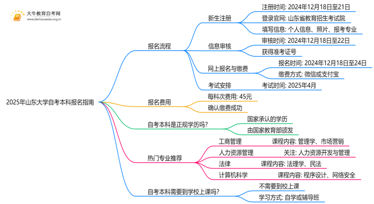 2025年山东大学自考本科怎么报名？附步骤流程思维导图