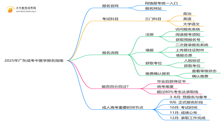 2025年广东成考中医学怎么报名（+指南）思维导图