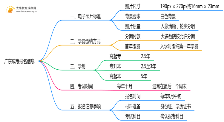 广东成考报名采集的电子照片标准是啥？思维导图