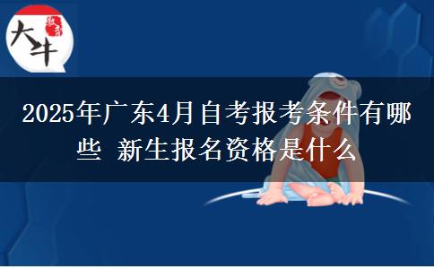 2025年广东4月自考报考条件有哪些 新生报名资格是什么