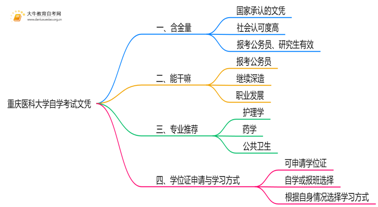 现在重庆医科大学自学考试文凭能干嘛？含金量怎样思维导图
