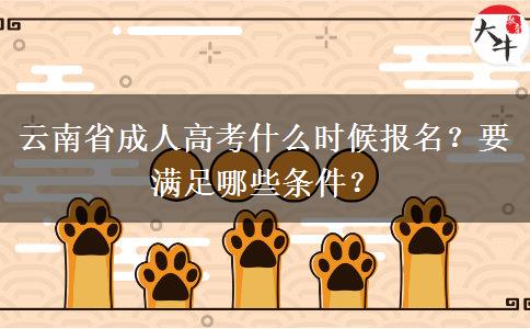 云南省成人高考什么时候报名？要满足哪些条件？