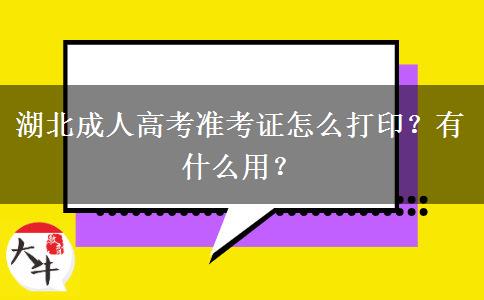 湖北成人高考准考证怎么打印？有什么用？