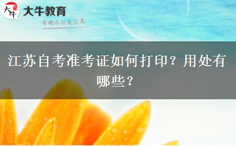江苏自考准考证如何打印？用处有哪些？