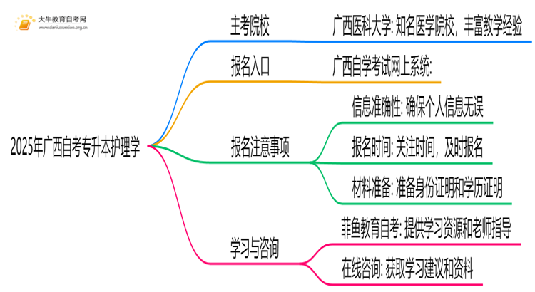 2025年广西自考专升本护理学的主考院校有哪些思维导图