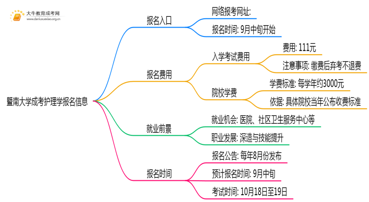 暨南大学成考护理学(函授)报名入口2025思维导图