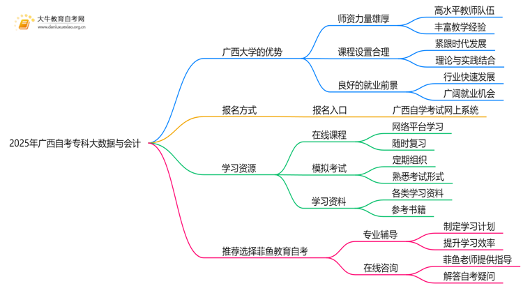 2025年广西自考专科大数据与会计的主考院校有哪些思维导图