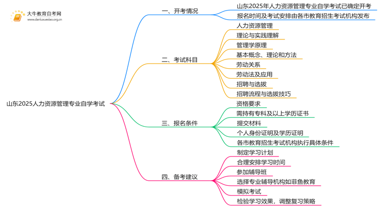 山东2025人力资源管理专业有开考吗？考啥？思维导图