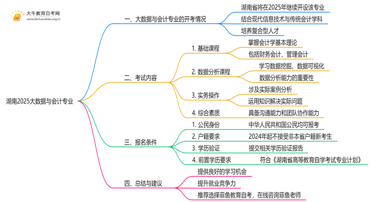 湖南2025大数据与会计专业有开考吗？考啥？思维导图