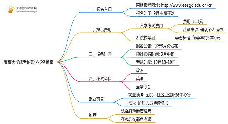 暨南大学成考护理学(业余)报名入口2025思维导图