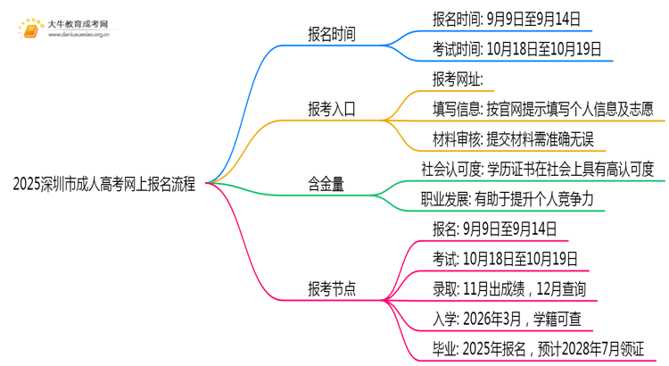 2025深圳市成人高考如何在网上报名？详解流程！思维导图