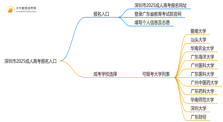 深圳市2025成人高考报名入口（最新）思维导图