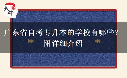 广东省自考专升本的学校有哪些？附详细介绍