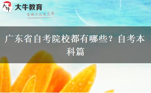 广东省自考院校都有哪些？自考本科篇