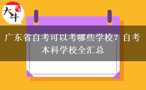 广东省自考可以考哪些学校？自考本科学校全汇总