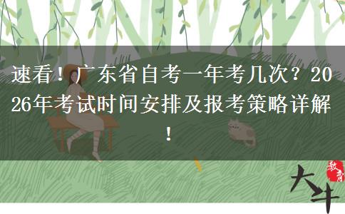 速看！广东省自考一年考几次？2026年考试时间安排及报考策略详解！