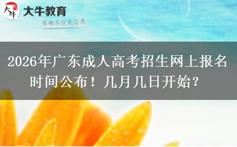 2026年广东成人高考招生网上报名时间公布！几月几日开始？
