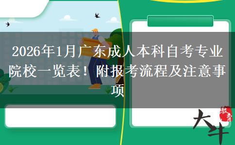 2026年1月广东成人本科自考专业院校一览表！附报考流程及注意事项