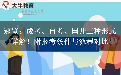 速览：成考、自考、国开三种形式详解！附报考条件与流程对比