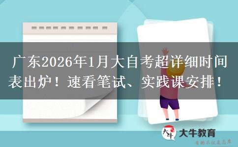 广东2026年1月大自考超详细时间表出炉！速看笔试、实践课安排！