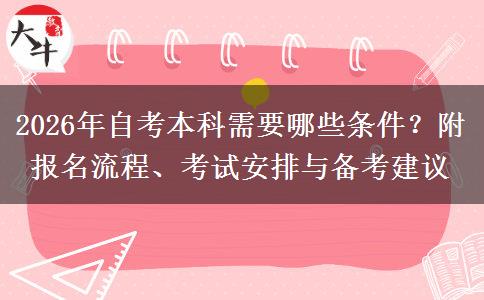 2026年自考本科需要哪些条件？附报名流程、考试安排与备考建议
