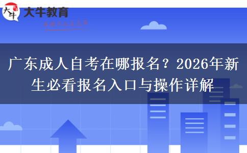 广东成人自考在哪报名？2026年新生必看报名入口与操作详解