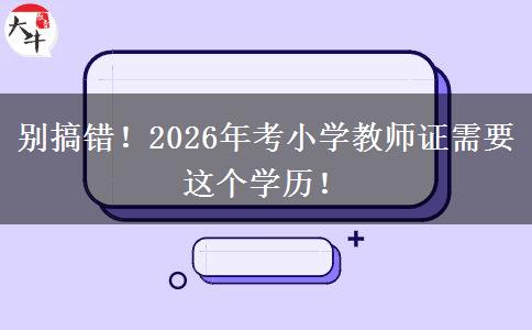 别搞错！2026年考小学教师证需要这个学历！