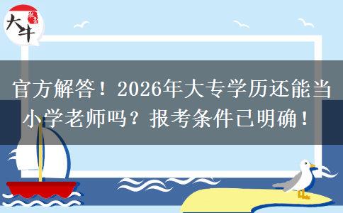 官方解答！2026年大专学历还能当小学老师吗？报考条件已明确！