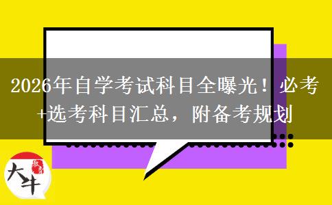 2026年自学考试科目全曝光！必考+选考科目汇总，附备考规划