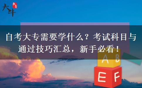 自考大专需要学什么？考试科目与通过技巧汇总，新手必看！