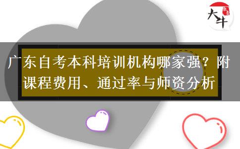 广东自考本科培训机构哪家强？附课程费用、通过率与师资分析