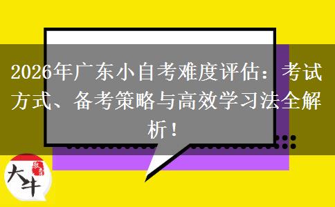 2026年广东小自考难度评估：考试方式、备考策略与高效学习法全解析！